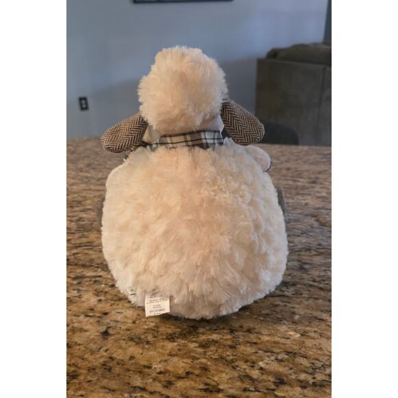 Pier 1 One Imports Soft PLUSH sheep cream‎ lamb hattie plaid bow - Picture 3 of 6